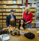 Abe Lourie with Melbourne Lord Mayor Sally Capp, who says Creative Wigs’ longevity was ‘absolutely extraordinary’.