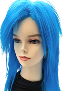 Mannequin head with blue wig
